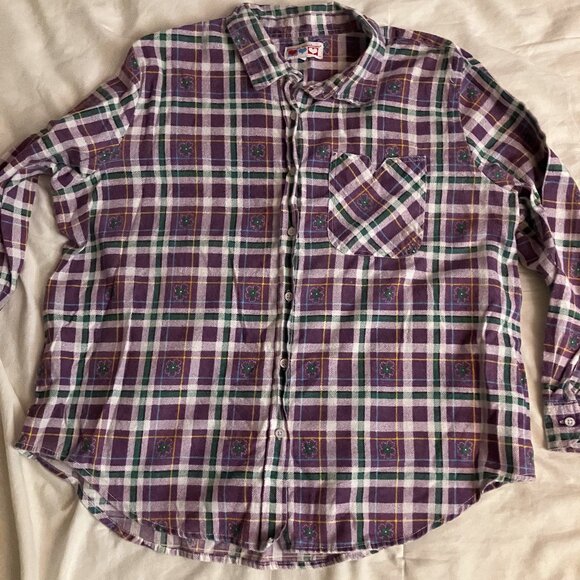 Vintage flannel with flower details - Picture 1 of 7